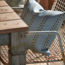 227120 Holland Park Stripe Outdoor-Performance Mineral Blue Fabric by Morris & Co