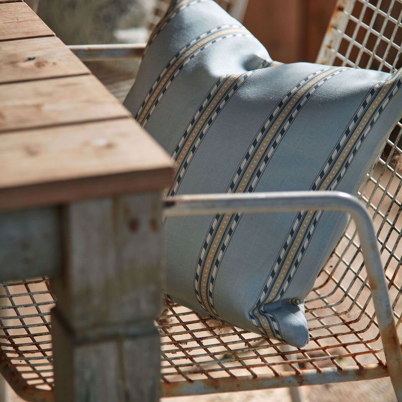 227120 Holland Park Stripe Outdoor-Performance Mineral Blue Fabric by Morris & Co