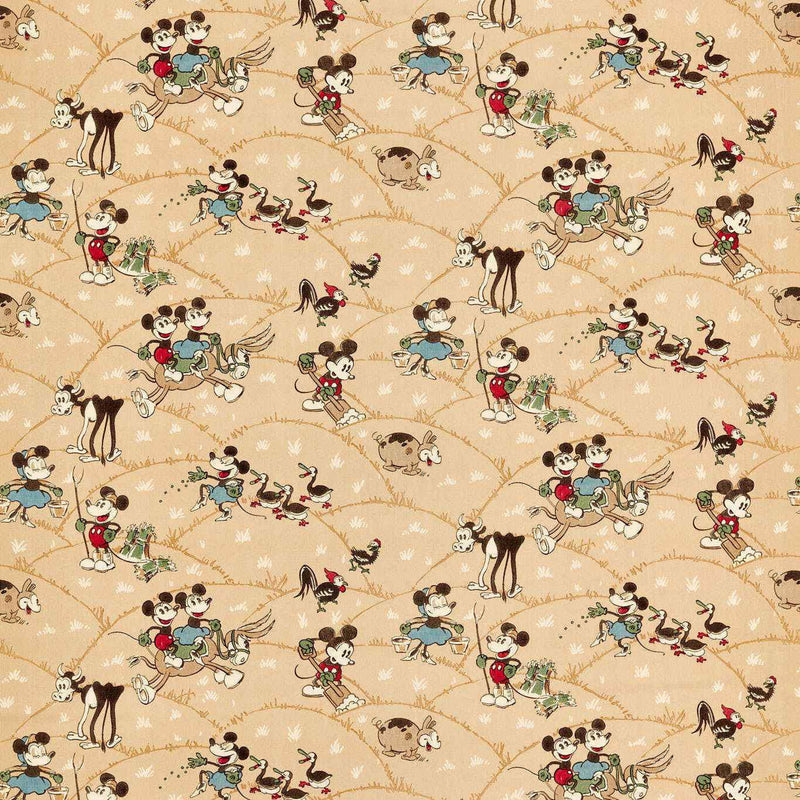 227146 Mickey at the Farm Disney Home Butterscotch Fabric by Sanderson