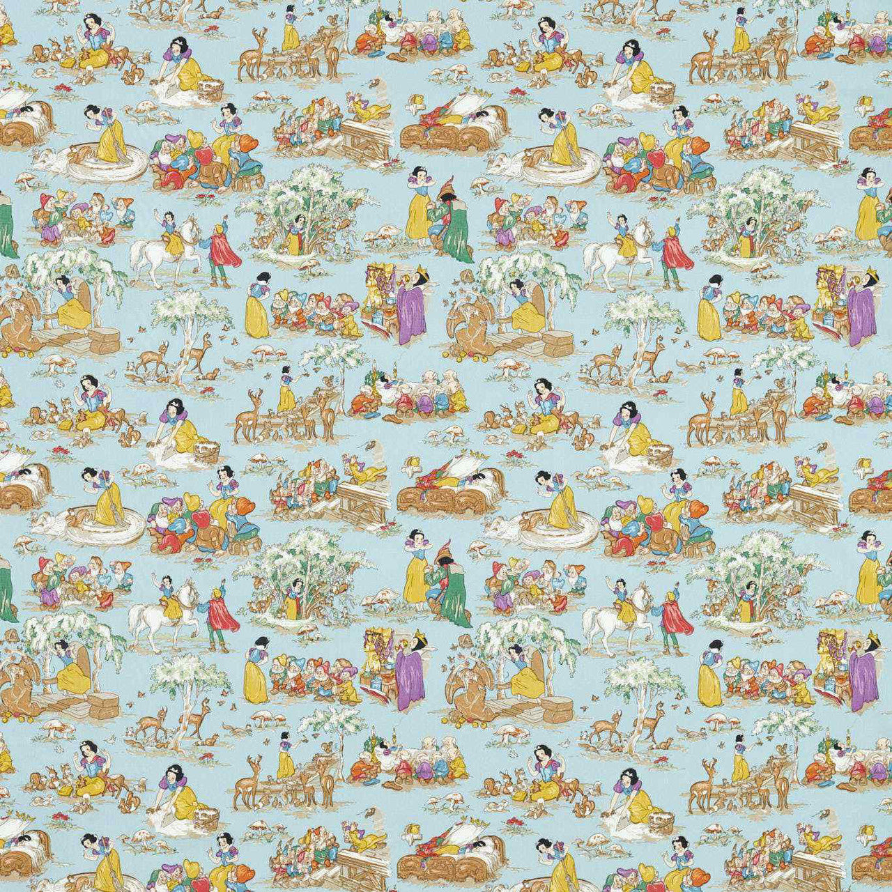 227153 Snow White Disney Home Puddle Blue Fabric by Sanderson