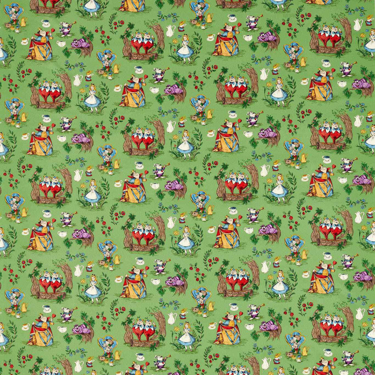227165 Alice in Wonderland Disney Home Gumball Green Fabric by Sanderson