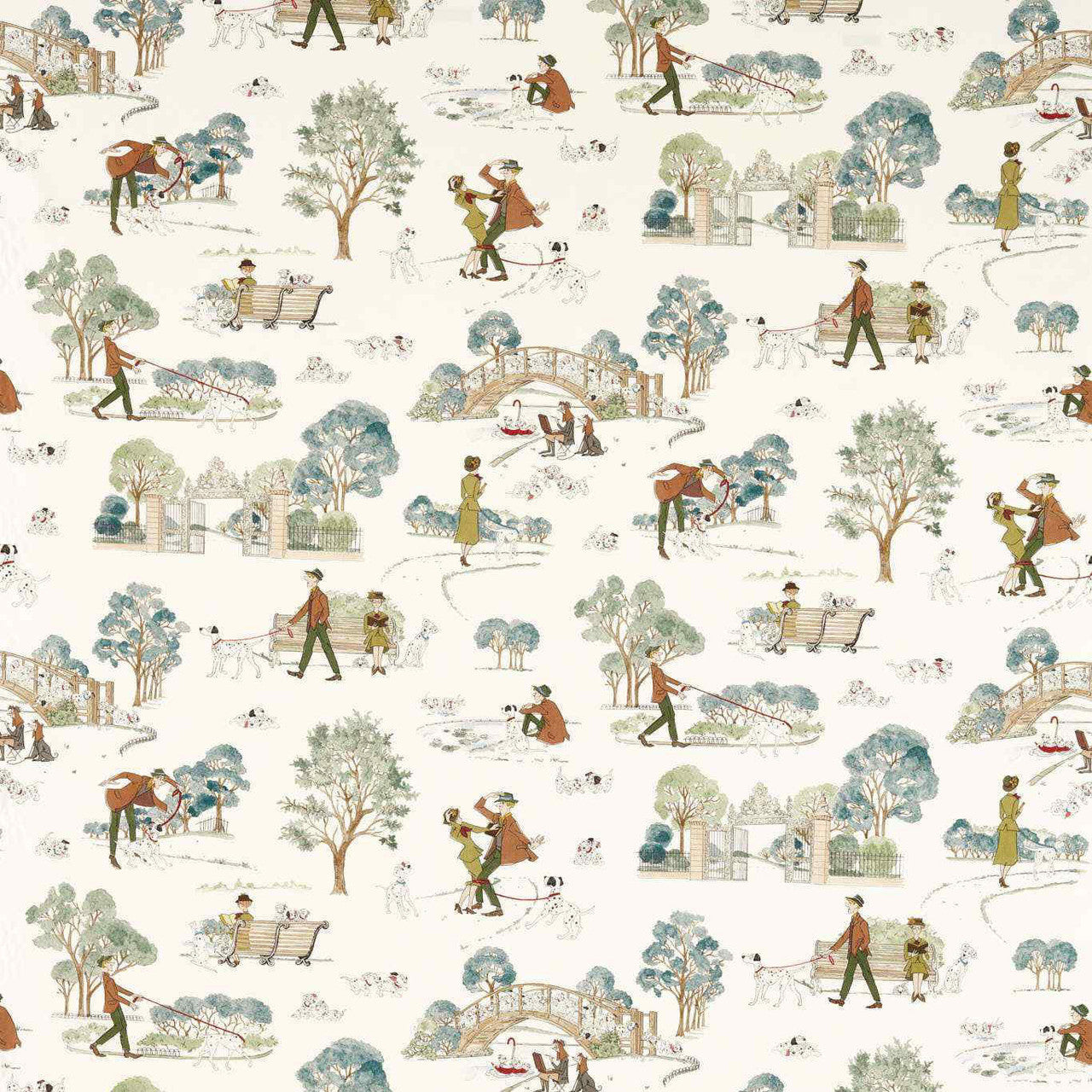 227169 101 Dalmatians Disney Home Breeze Blue Fabric by Sanderson