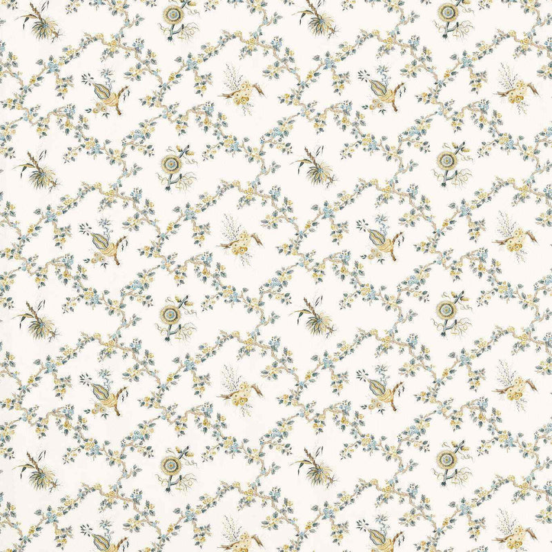 227177 Trelliage Giles Deacon Chamomile/Chalk Fabric by Sanderson