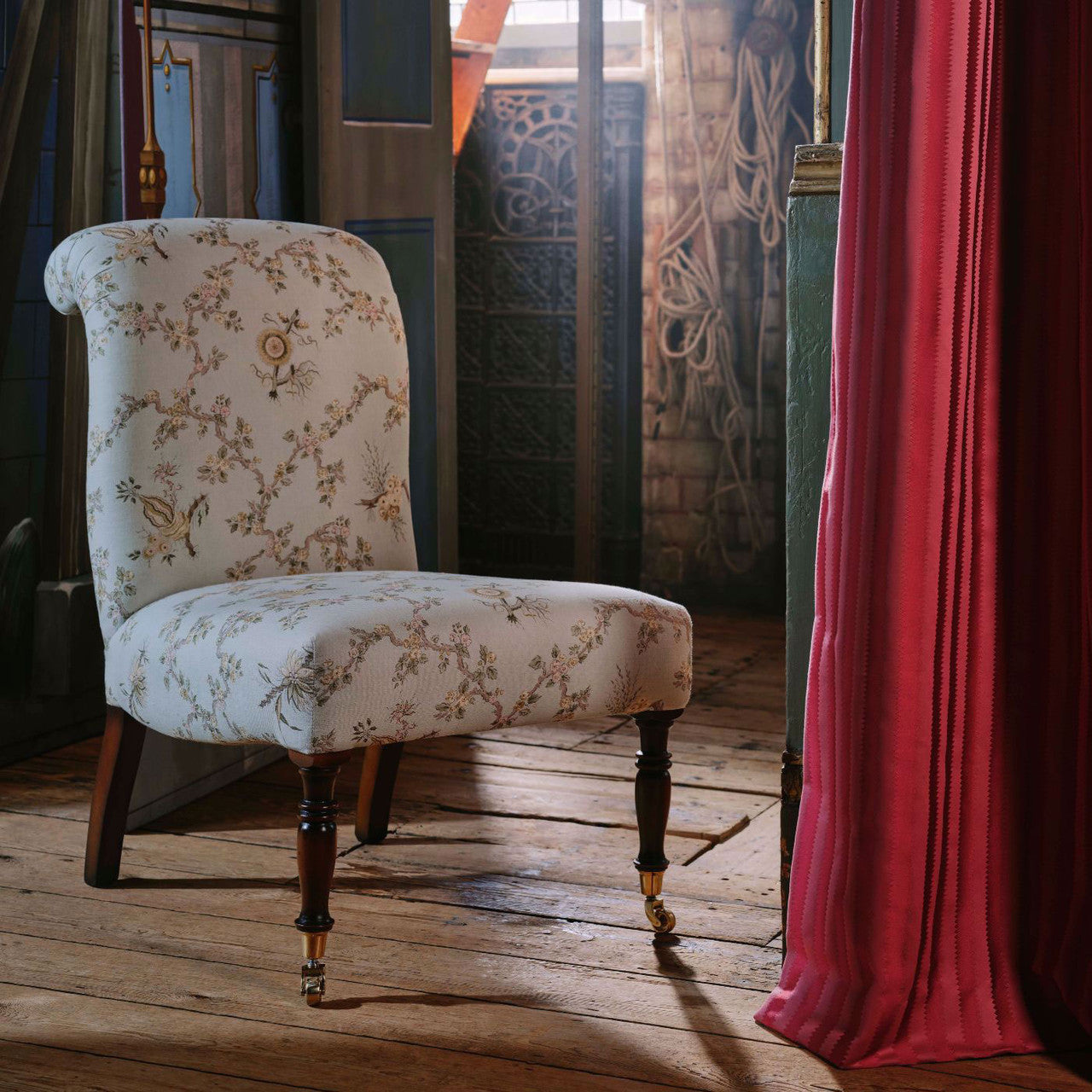 227178 Trelliage Giles Deacon Aphrodite/Blush Fabric by Sanderson