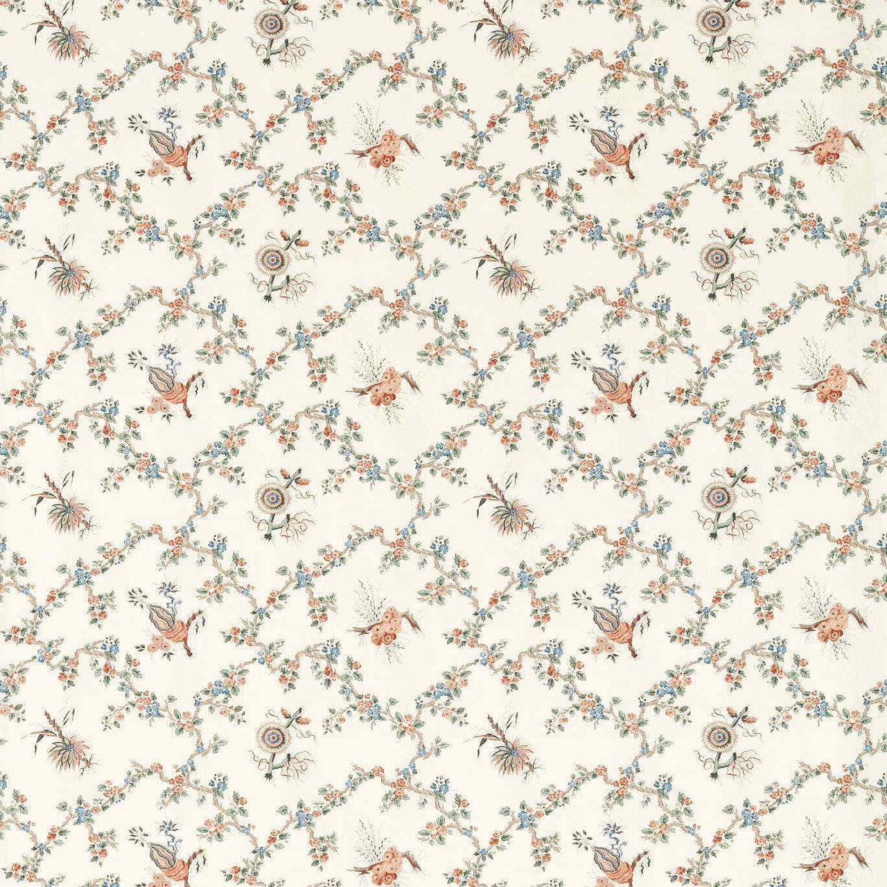 227180 Trelliage Giles Deacon Sandstone/Woad Fabric by Sanderson