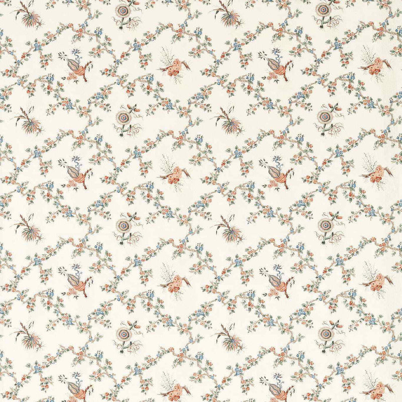 227180 Trelliage Giles Deacon Sandstone/Woad Fabric by Sanderson