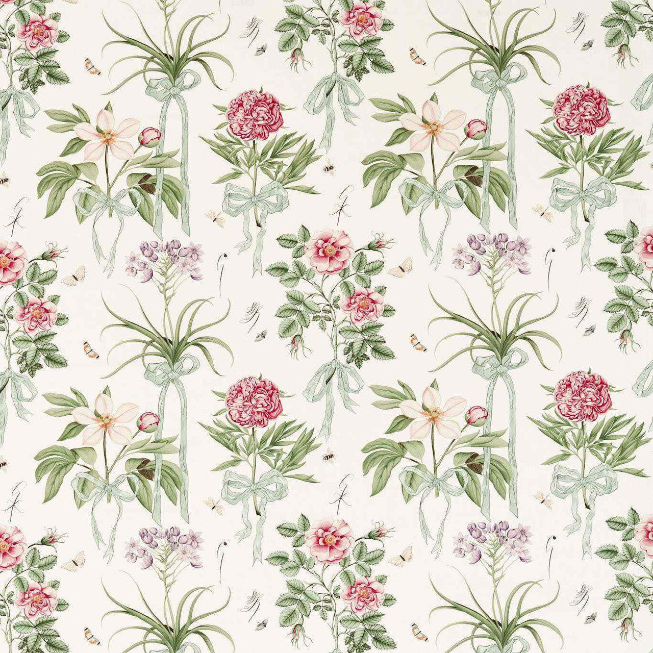 227185 Cupid's Beau Giles Deacon Parchment/Madder Fabric by Sanderson