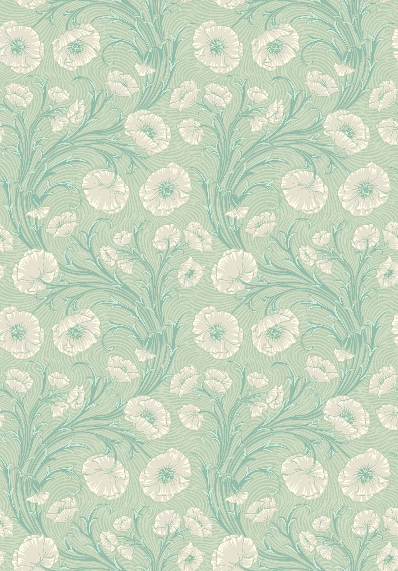 2271 Poppy Flow Green and Beige Wallpaper by Boråstapeter