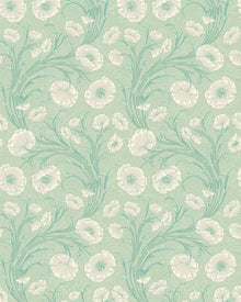 2271 Poppy Flow Green and Beige Wallpaper by Boråstapeter
