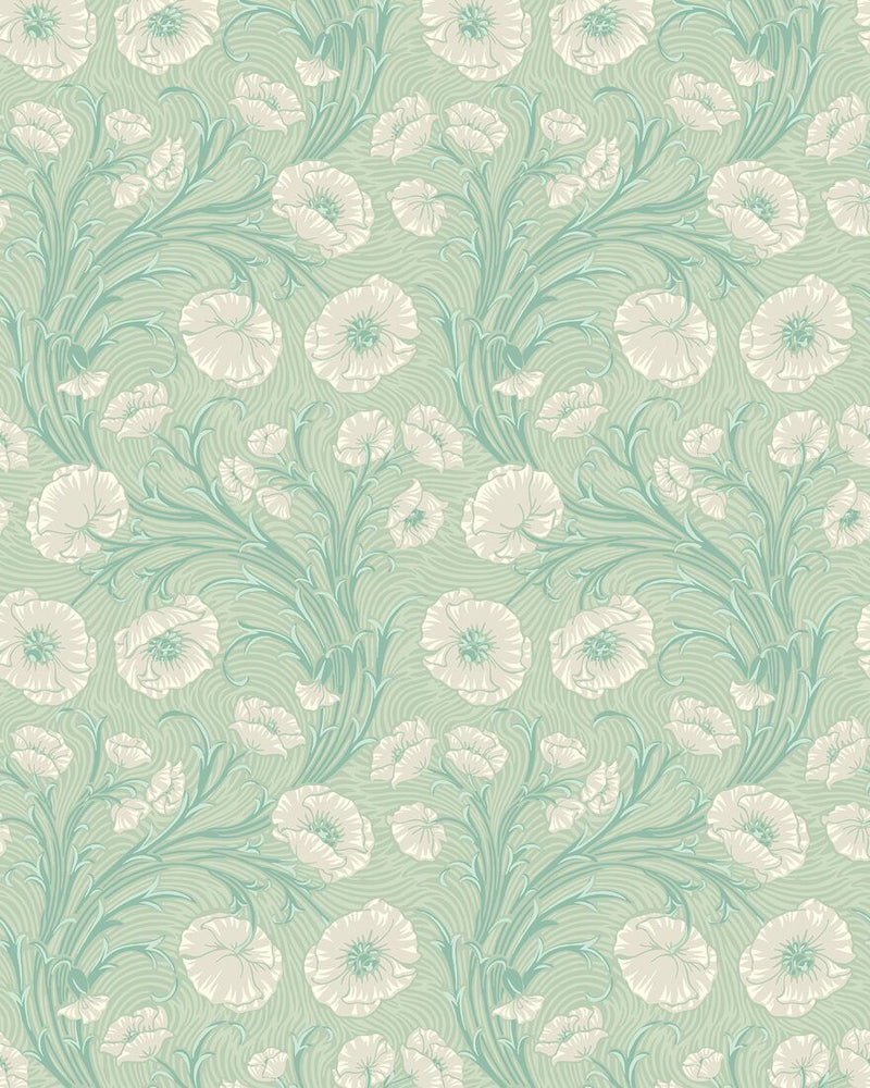 2271 Poppy Flow Green and Beige Wallpaper by Boråstapeter