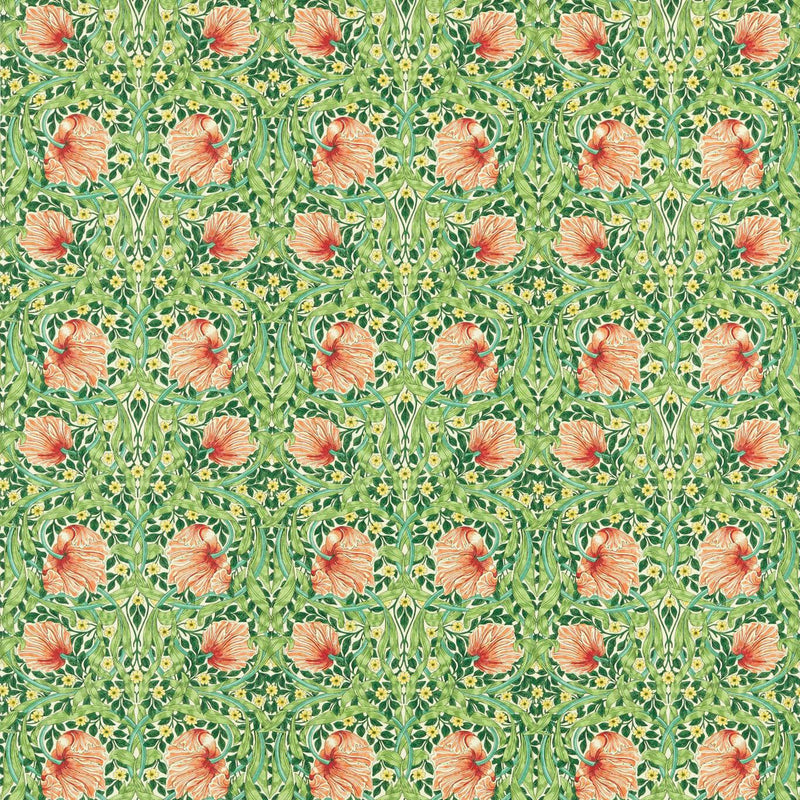 227213 Pimpernel Bedford Park Shamrock/Watermelon Fabric by Morris & Co