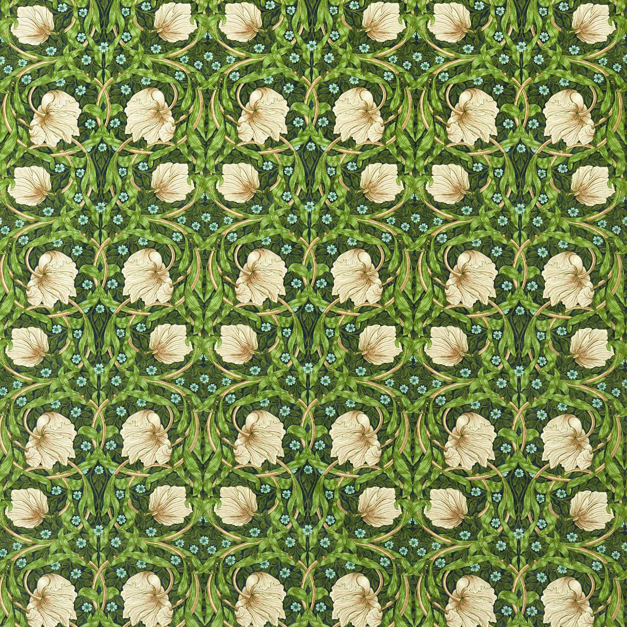 227215 Pimpernel Bedford Park Midnight Fields Fabric by Morris & Co