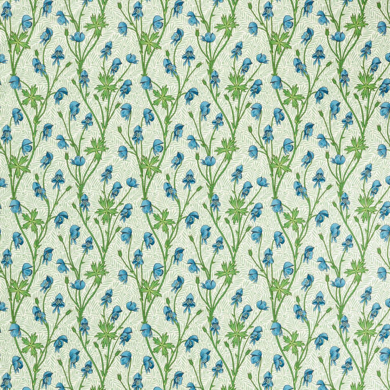227219 Monkshood Bedford Park Cobalt/Goblin Green Fabric by Morris & Co