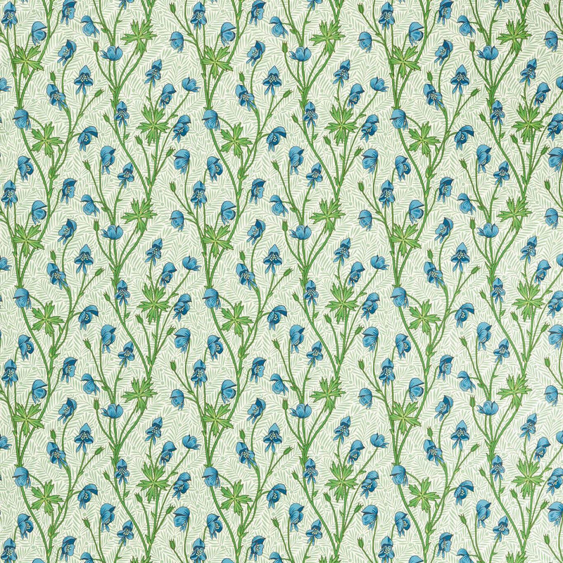 227219 Monkshood Bedford Park Cobalt/Goblin Green Fabric by Morris & Co