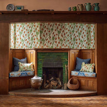 227221 Monkshood Bedford Park Tangerine/Sage Fabric by Morris & Co