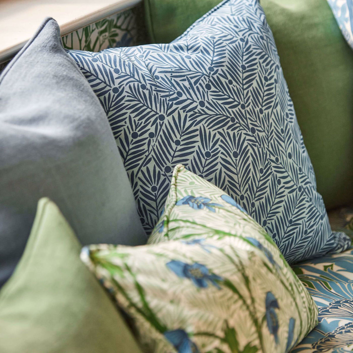 Yew & Aril Bedford Park Indigo Fabric by Morris & Co