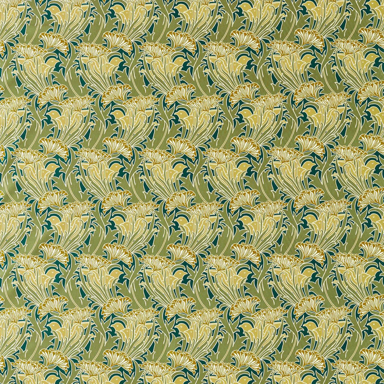 227228 Laceflower Bedford Park Pistachio/Lichen Fabric by Morris & Co