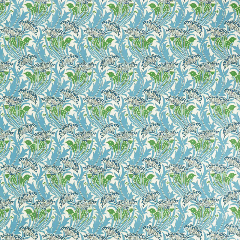 227229 Laceflower Bedford Park Garden Green/Lagoon Fabric by Morris & Co