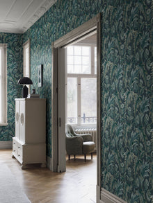 2273 Treasured Thistle Blue and Green Wallpaper by Boråstapeter
