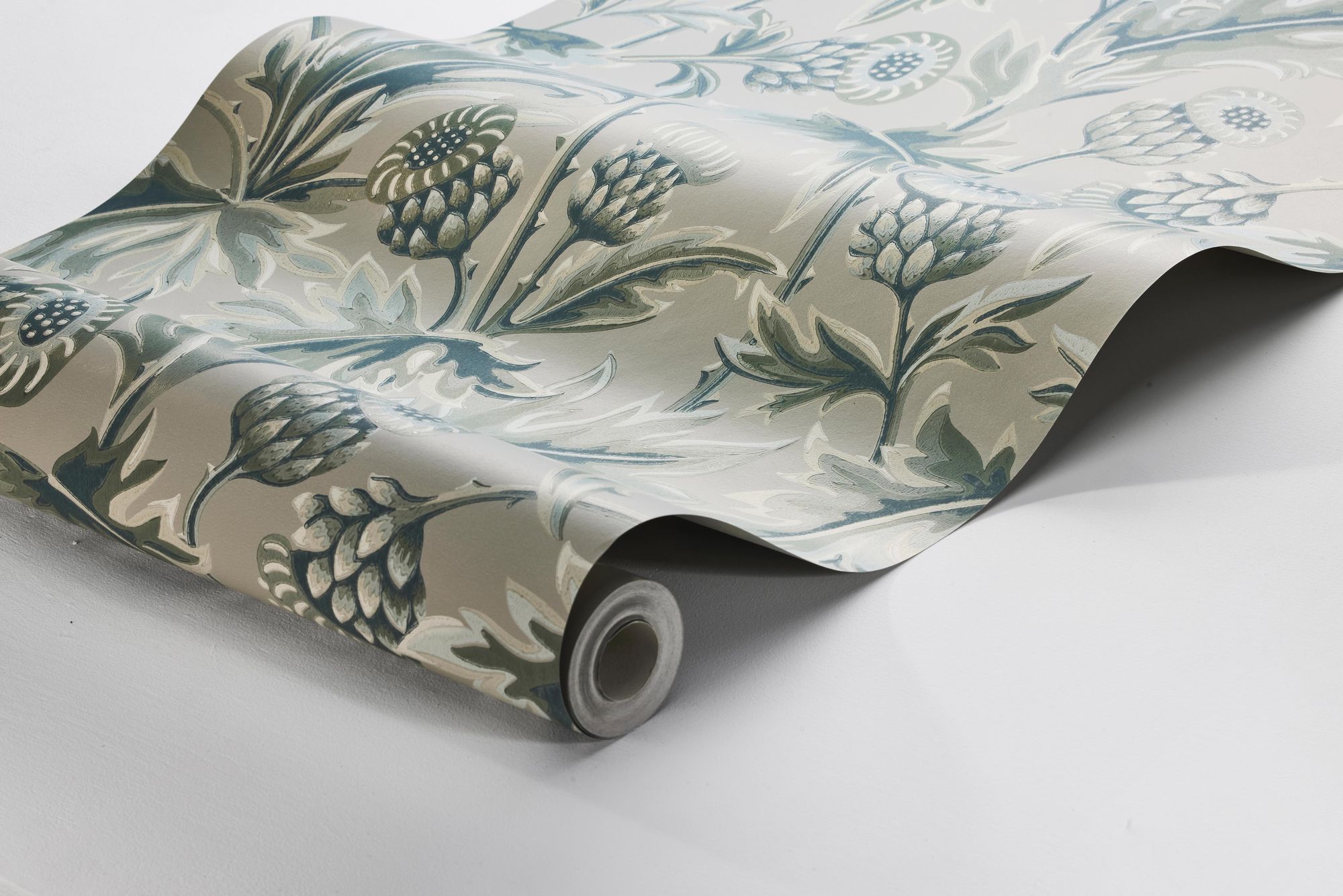 2274 Treasured Thistle Green and Beige Wallpaper by Boråstapeter