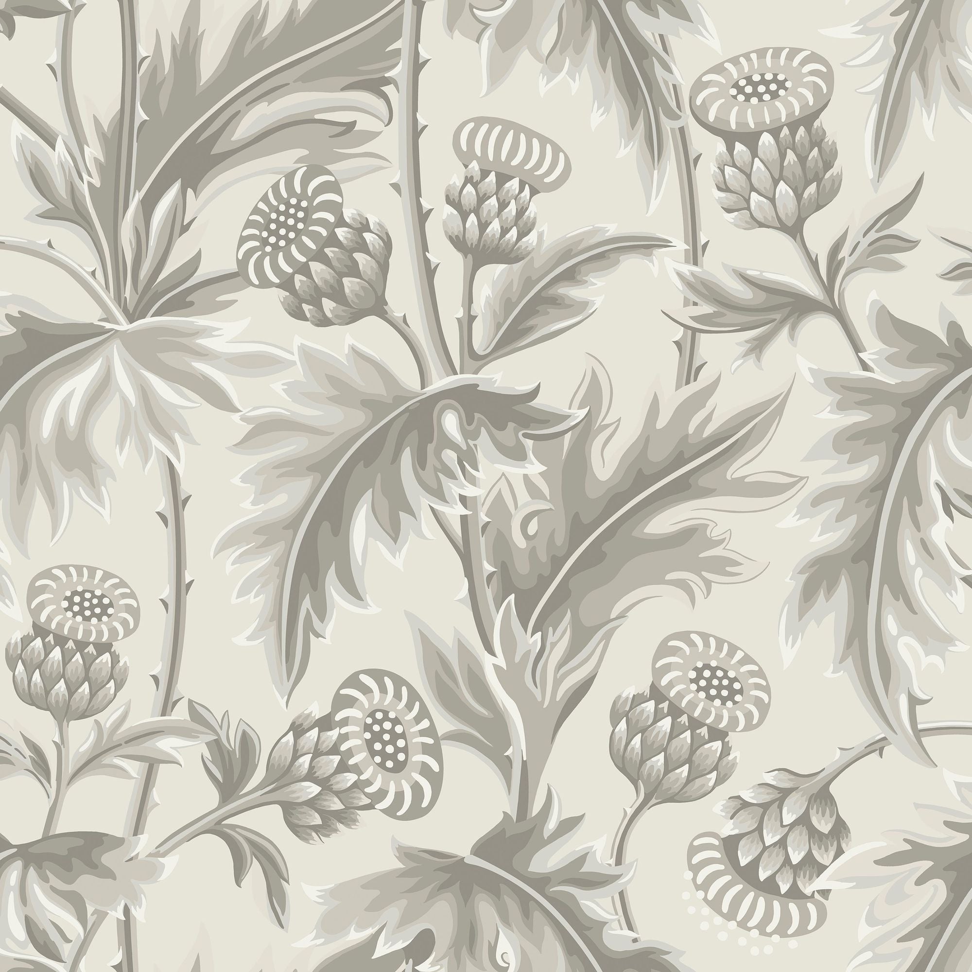 2275 Treasured Thistle Grey and Beige Wallpaper by Boråstapeter