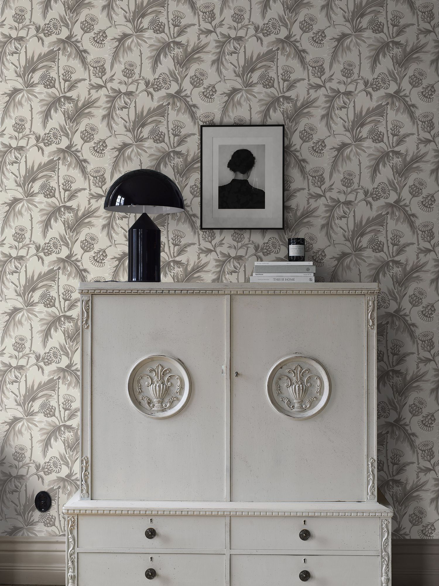 2275 Treasured Thistle Grey and Beige Wallpaper by Boråstapeter