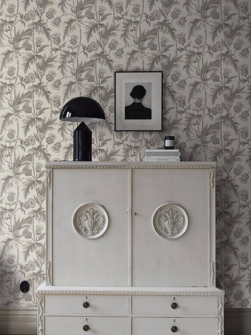 2275 Treasured Thistle Grey and Beige Wallpaper by Boråstapeter
