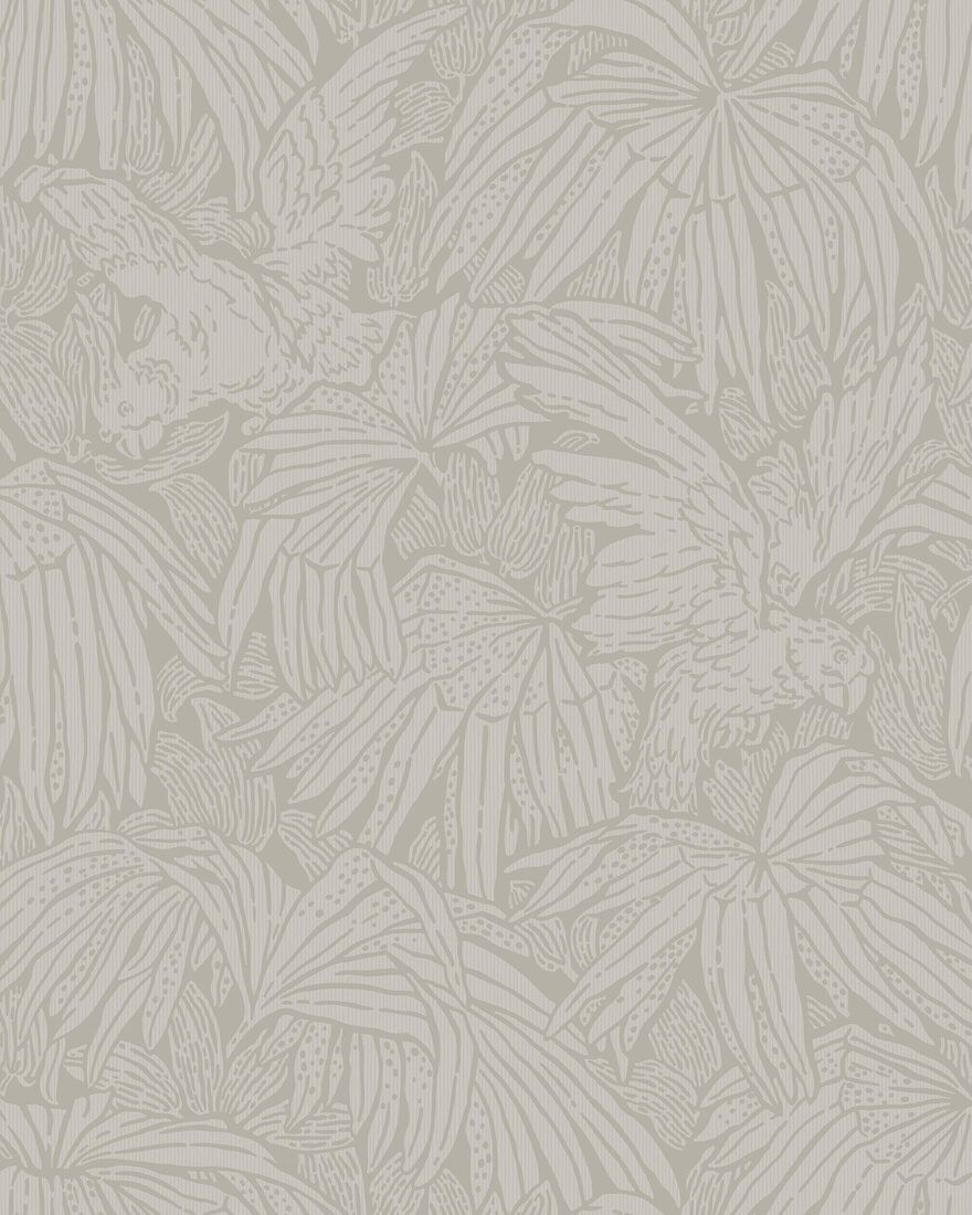 2276 Hidden Parrot Beige and Grey Wallpaper by Boråstapeter