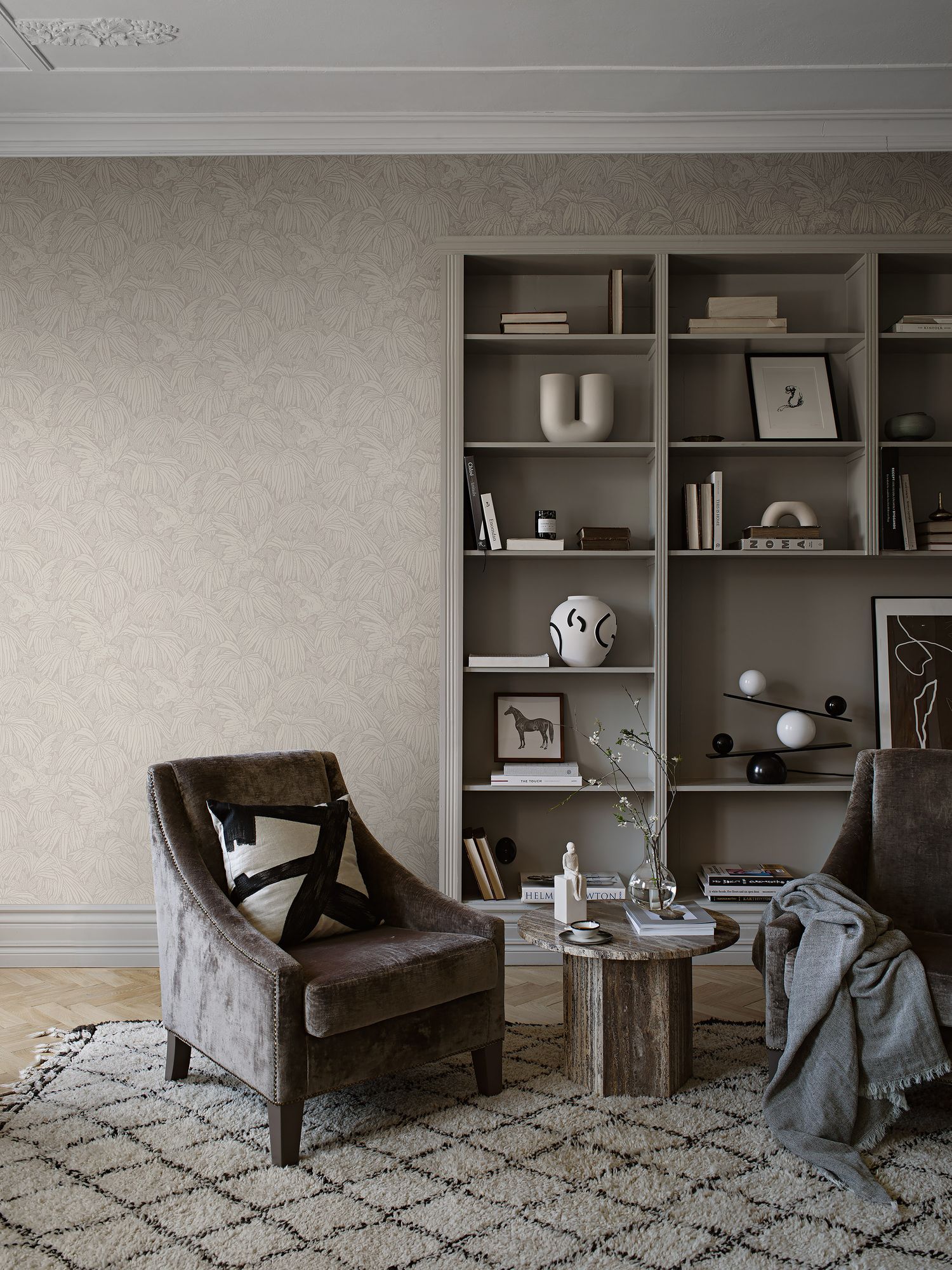 2276 Hidden Parrot Beige and Grey Wallpaper by Boråstapeter