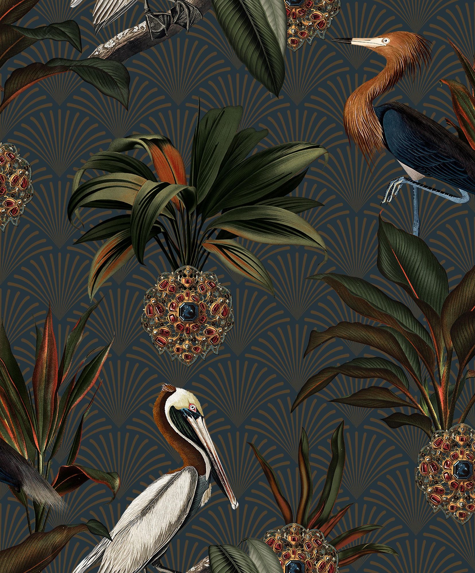 2279 Sapphire Birds Blue and Multi Wallpaper by Boråstapeter