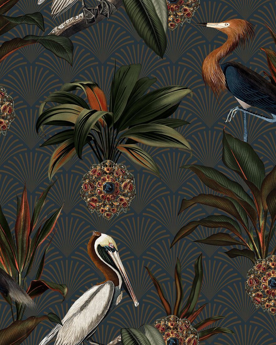 2279 Sapphire Birds Blue and Multi Wallpaper by Boråstapeter