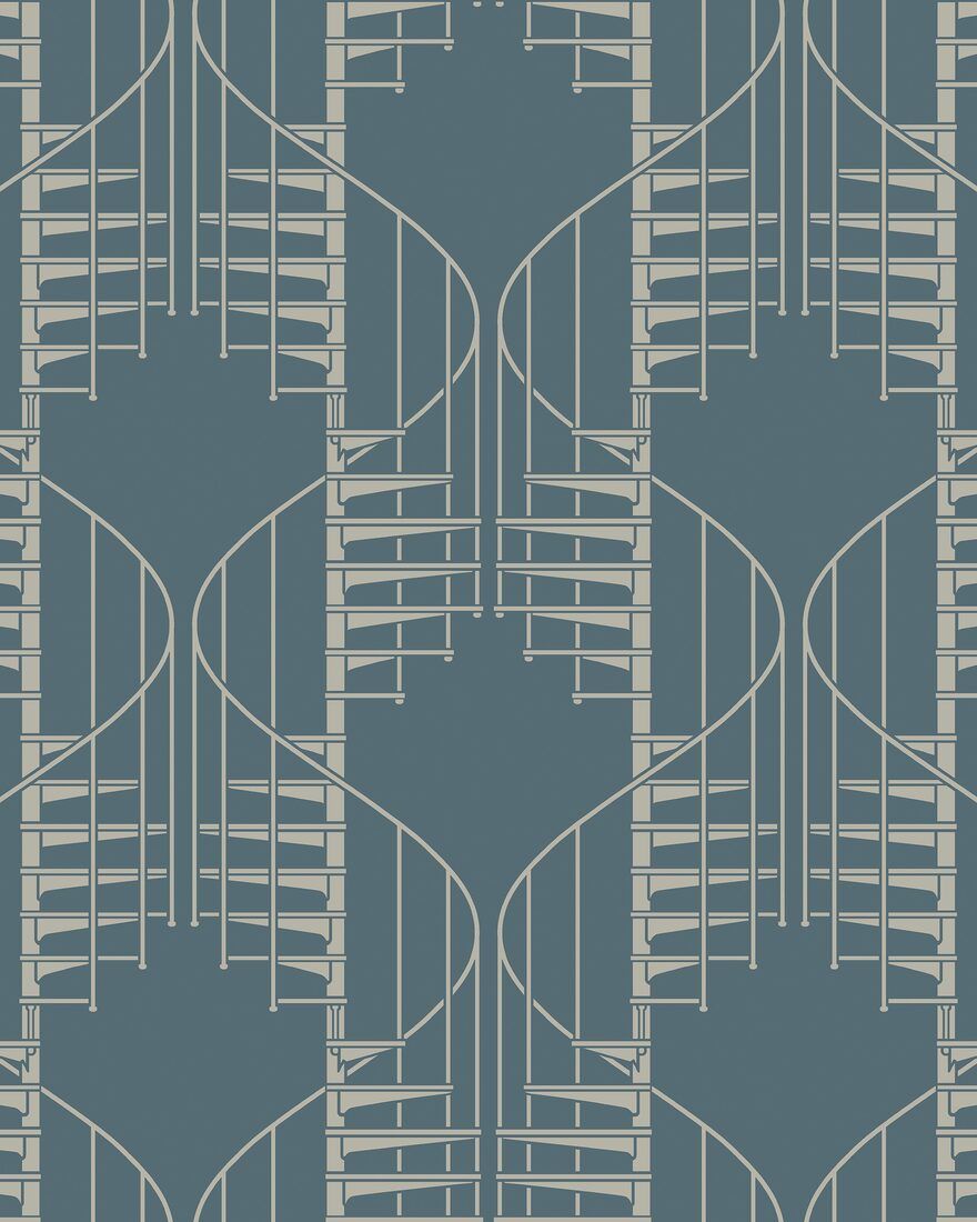 2282 Staircase Blue and Grey Wallpaper by Boråstapeter