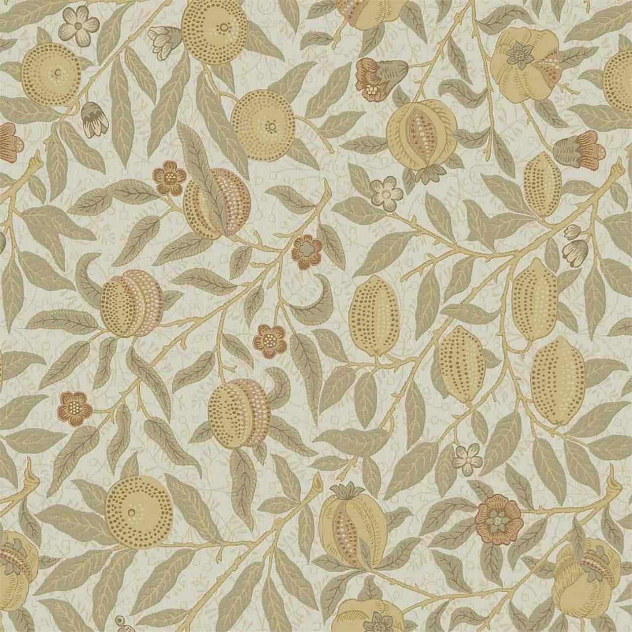 230285 Fruit Archive Weaves Parchment/Bayleaf Fabric by Morris & Co