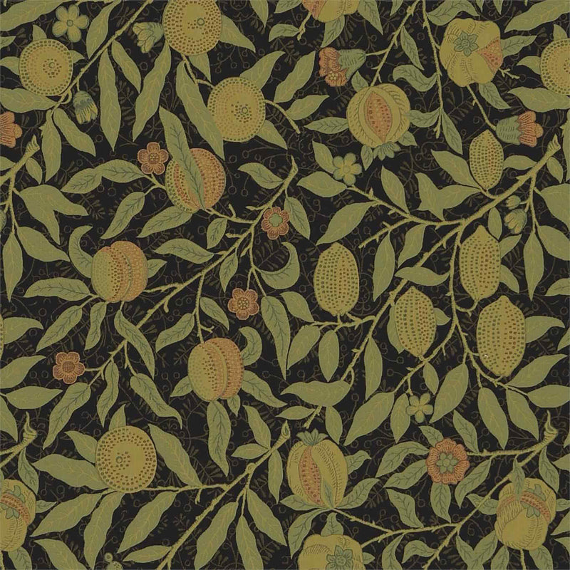230286 Fruit Archive Weaves Black/Claret Fabric by Morris & Co