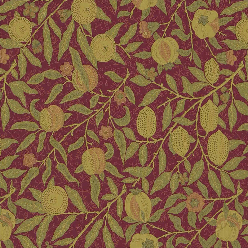 230287 Fruit Archive Weaves Crimson/Thyme Fabric by Morris & Co