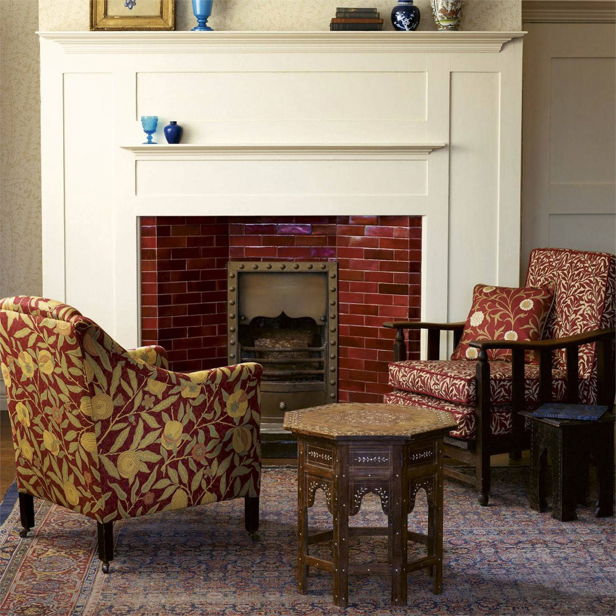 Fruit Archive Weaves Crimson/Thyme Fabric by Morris & Co