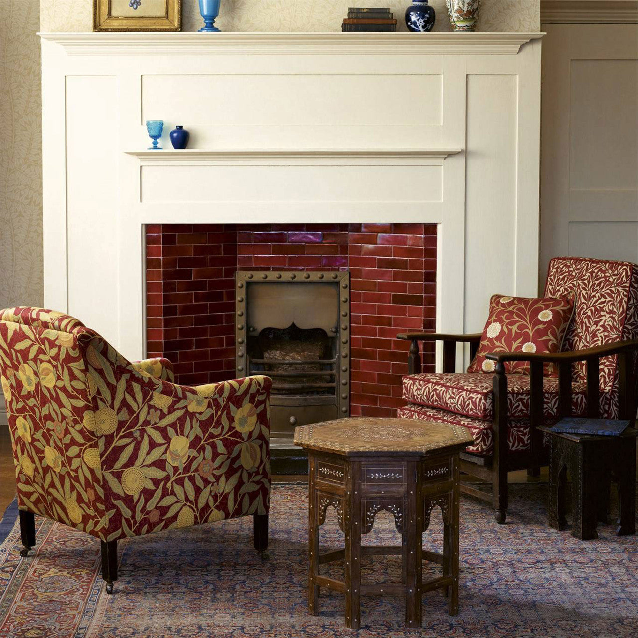 230288 Willow Boughs Archive Weaves Crimson/Manilla Fabric by Morris & Co