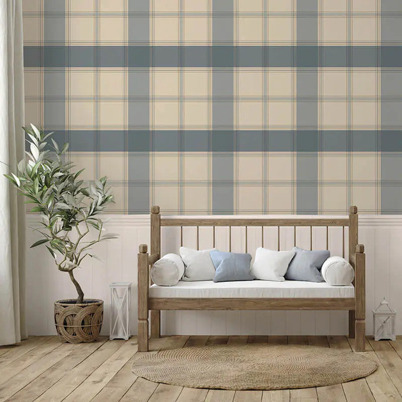 2306 Bramble Check Blue Wallpaper by Belgravia
