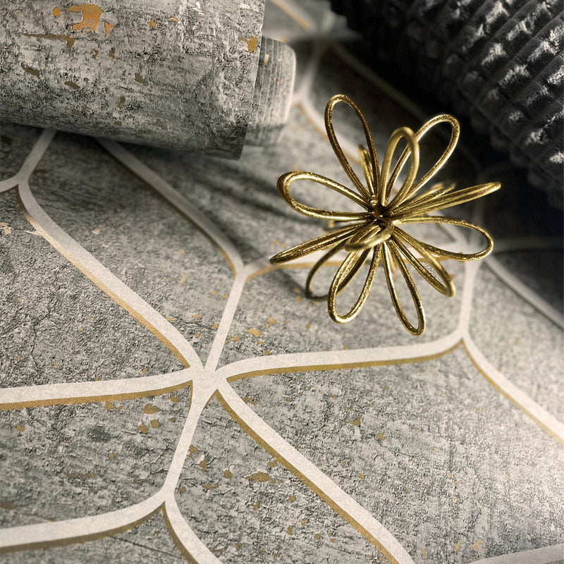 2312 Linear Concrete Grey Brown Wallpaper by Belgravia