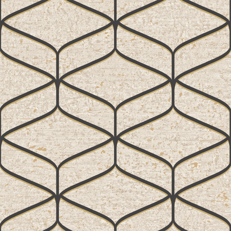 2313 Linear Concrete Cream Black Wallpaper by Belgravia