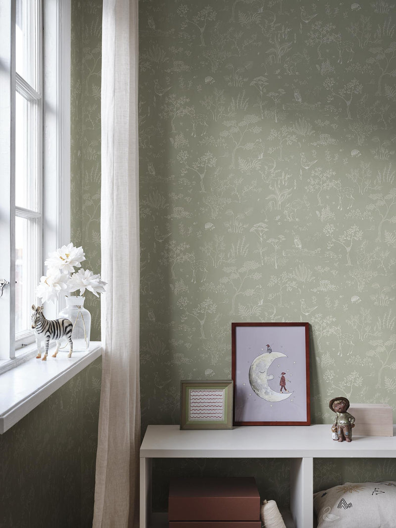 232-38 Pistachio Hollie Familjen Wallpaper by Sandberg