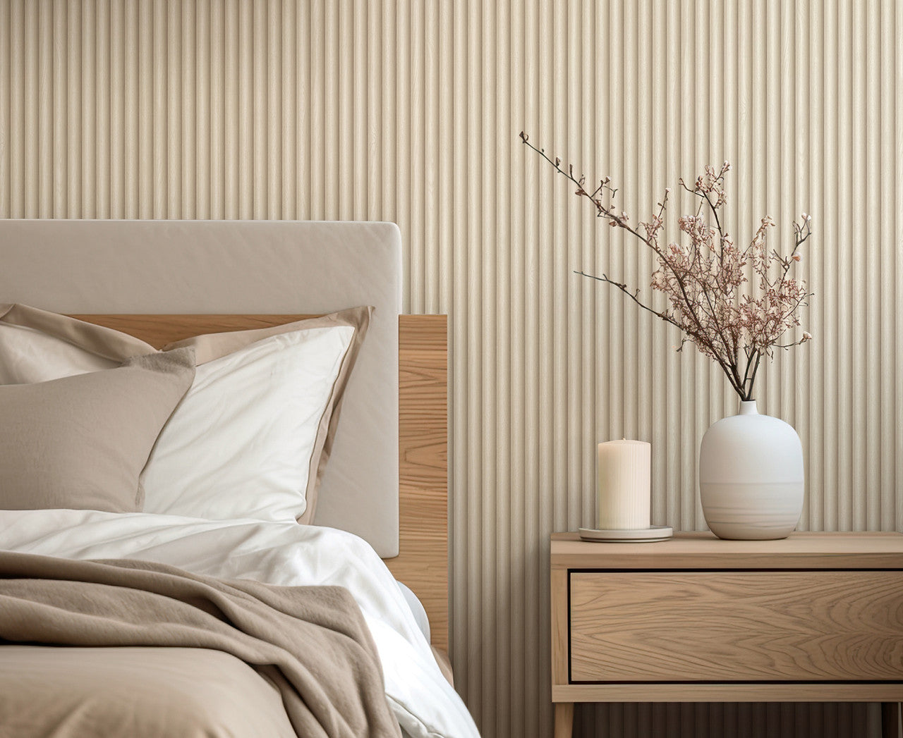 2324 Ribbed Wood Cream Wallpaper by Belgravia