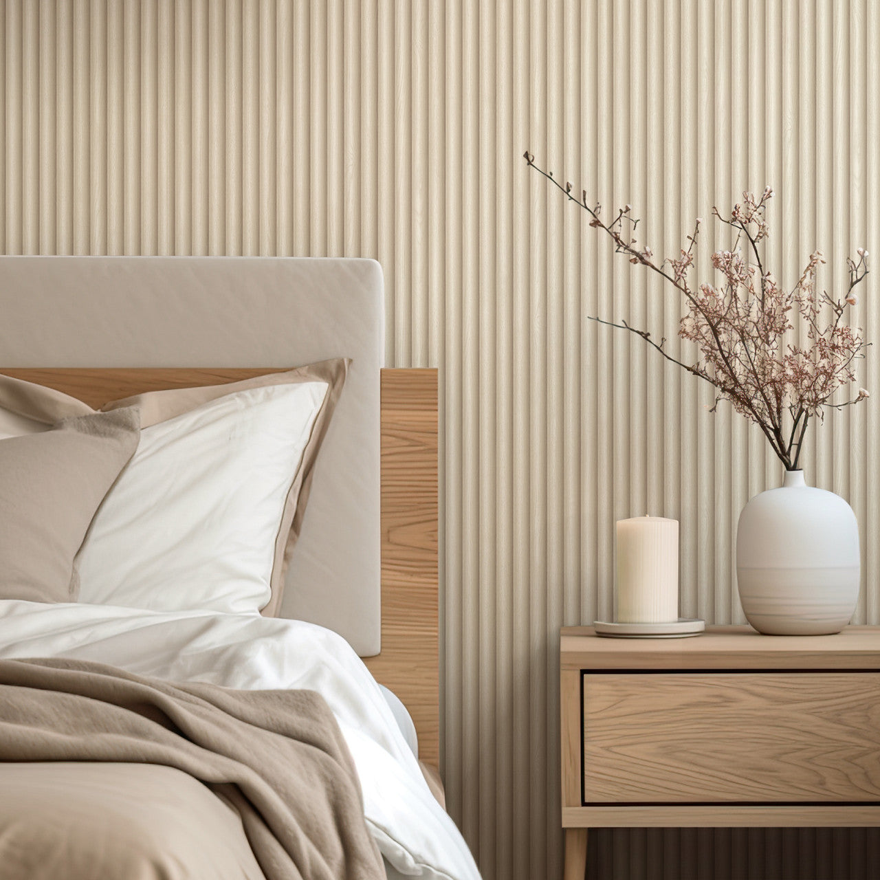 2324 Ribbed Wood Cream Wallpaper by Belgravia
