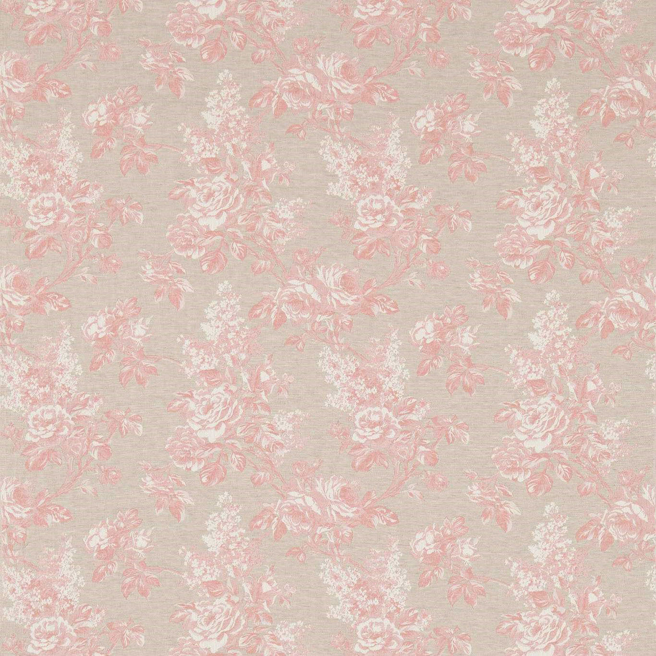 234351 Sorilla Damask Lymington Damasks and Stripes Shell Pink/Linen Fabric by Sanderson