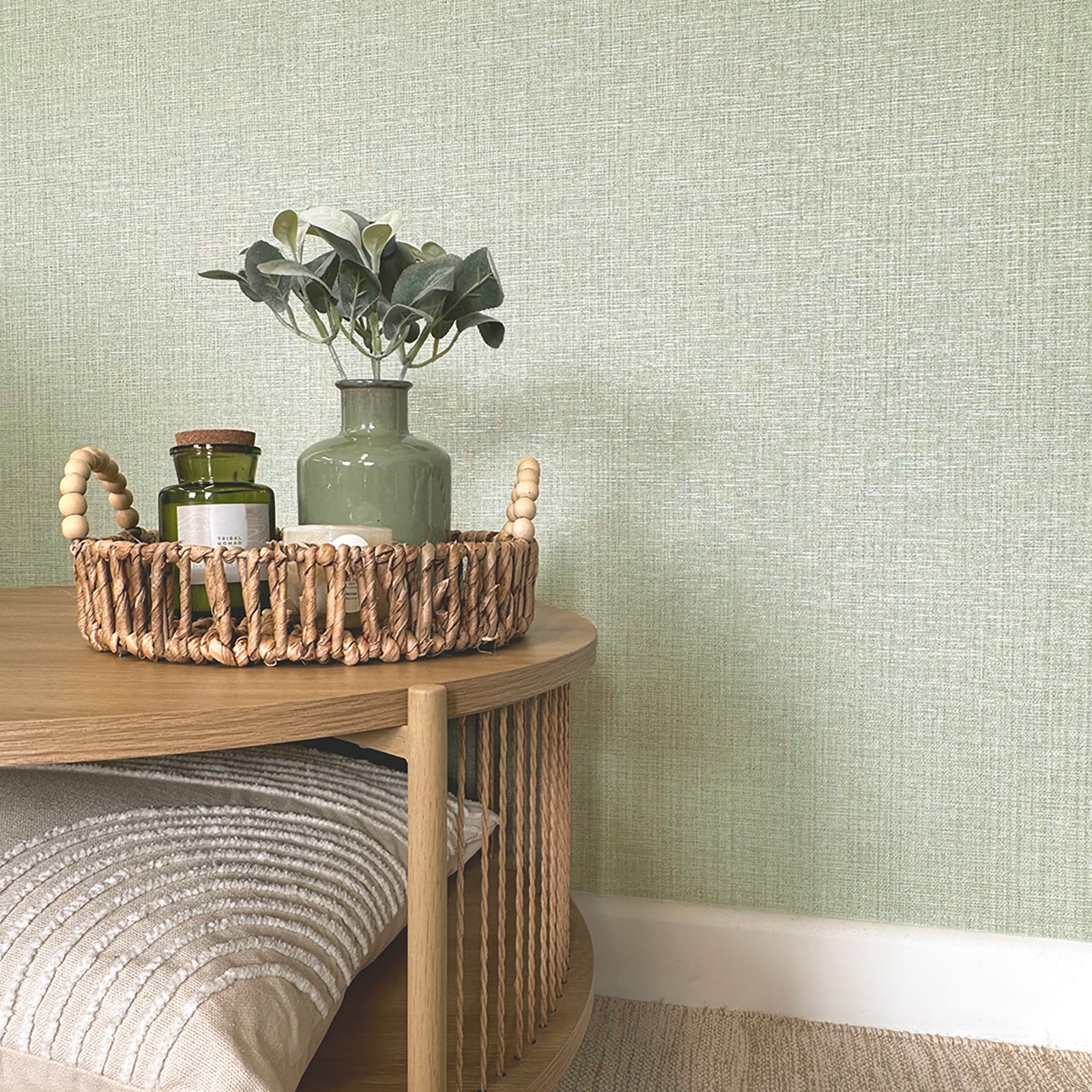 GB 2347 Grasscloth Texture Sage Wallpaper by Belgravia