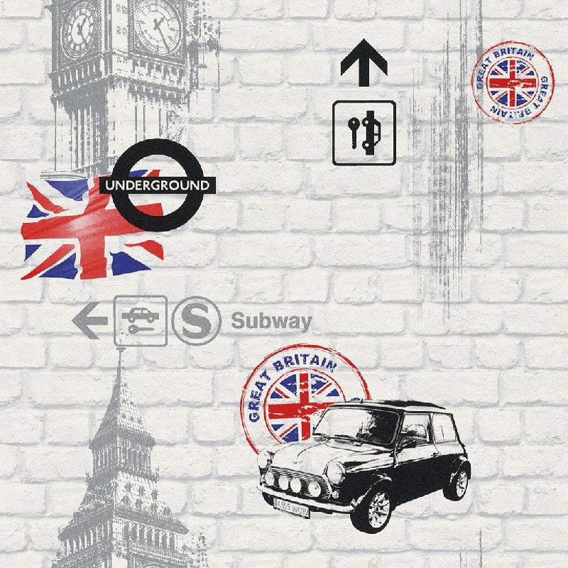 234800 Kids Club London Brick Wallpaper by Rasch