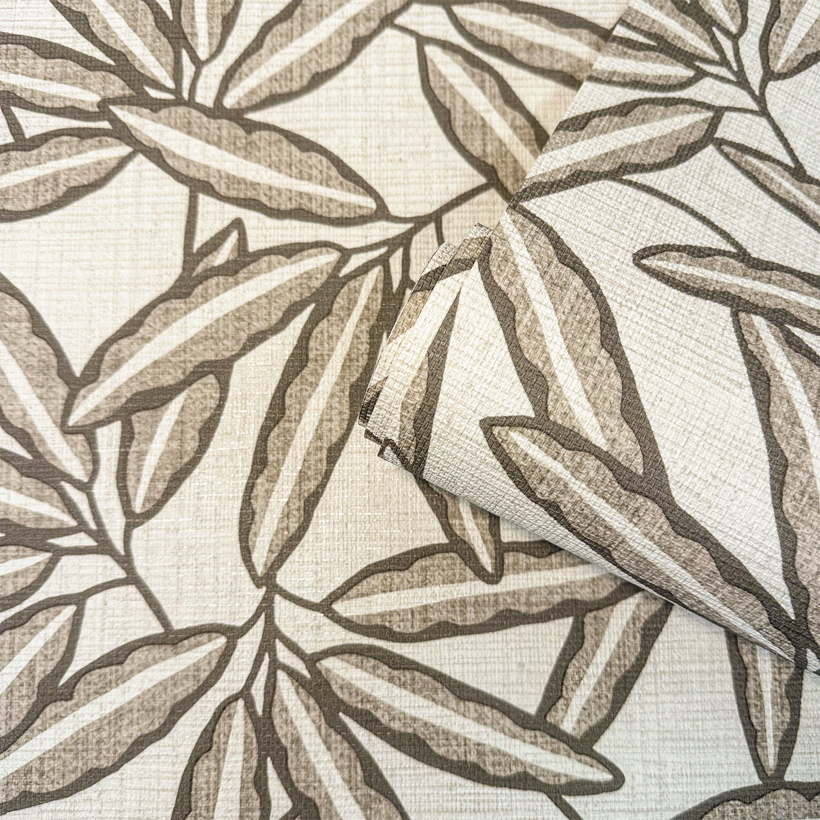 GB 2348 Grasscloth Leaf Cream Wallpaper by Belgravia