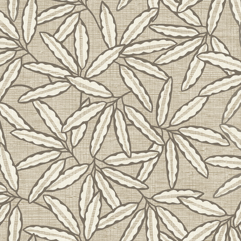 GB 2349 Grasscloth Leaf Beige Wallpaper by Belgravia