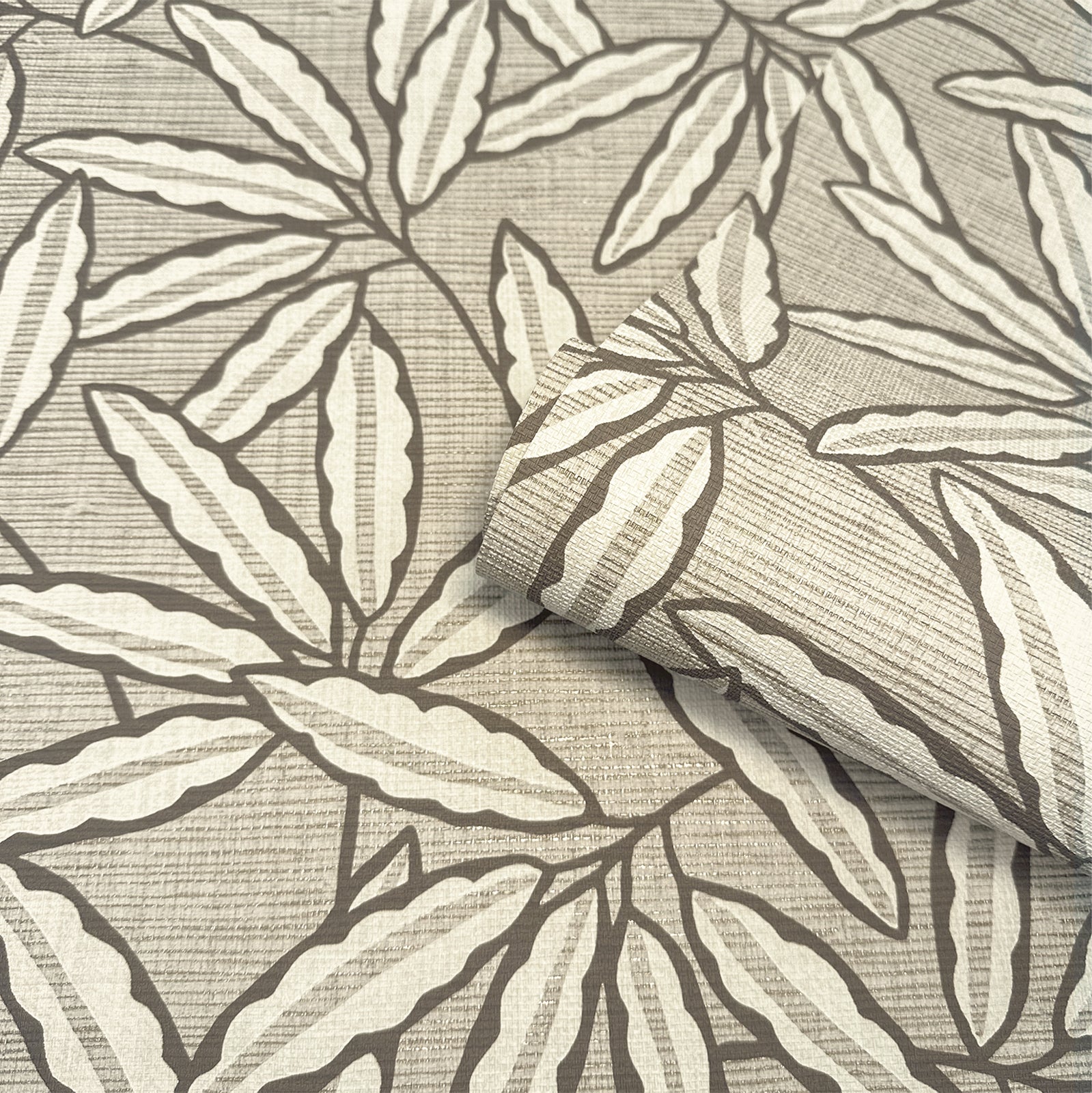 GB 2349 Grasscloth Leaf Beige Wallpaper by Belgravia