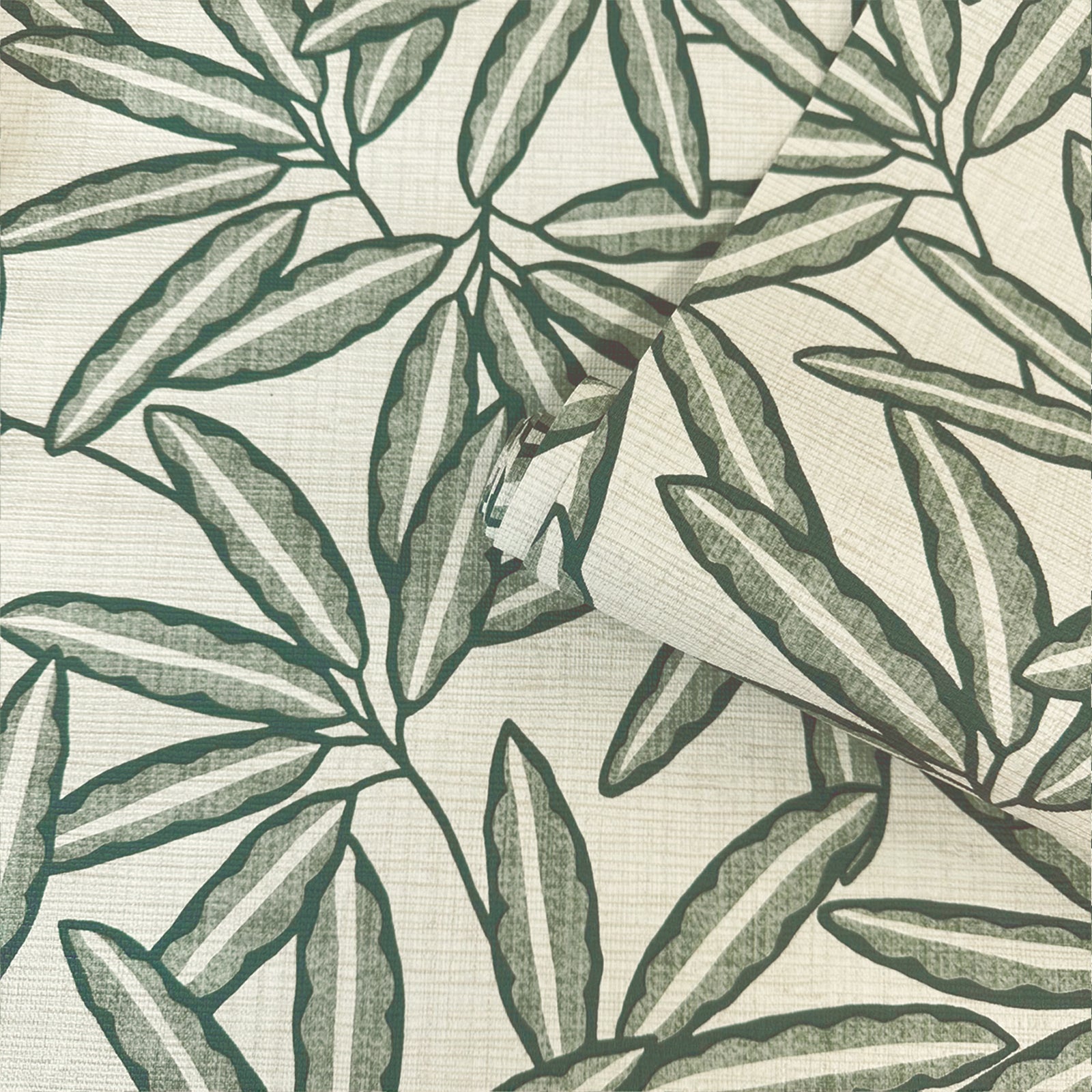 GB 2350 Grasscloth Leaf Sage Wallpaper by Belgravia